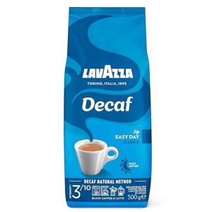 Lavazza, Decaf „My Easy Day“, Entkoffeinierte Kaffeebohnen, Ideal für schwarzen Kaffee & Latte, mit Aromanoten von Honig, 100% Arabica, Intensität 3/10, Mittlerer Röstgrad, 500 g