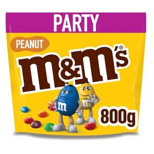 M&M’s Peanut Großpackung Schokolade, Schokolinsen mit Erdnusskern und bunter Zuckerhülle, 1 x 800g