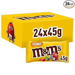 M&M's Peanut, Schokoladen Großpackung, 24 x 45g, Erdnussgeschmack Schokolinsen, Schokoladen Geschenk (1080g)