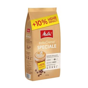 Melitta BellaCrema Speciale Ganze Kaffee-Bohnen 1,1kg, ungemahlen, Kaffeebohnen für Kaffee-Vollautomat, sanfte Röstung, geröstet in Deutschland, Stärke 2