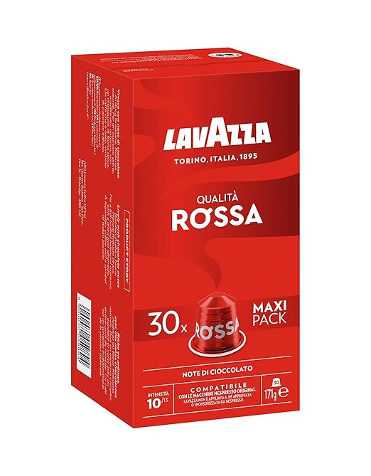 Lavazza Espresso Qualita Rossa , vollmundiger und ausgewogener Espresso, 30 Kapseln, Nespresso kompatibel