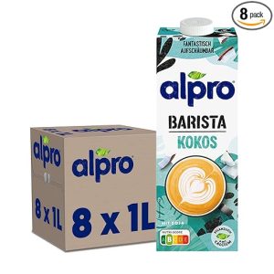 Alpro Barista Kokos – Zum Aufschäumen – 100 Prozent pflanzlich, vegan und milchfrei – Von Natur aus laktosefrei – Reich an Calcium und Vitaminen – 8 x 1 L