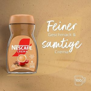 NESCAFE NESCAFÉ CLASSIC Crema, löslicher Bohnenkaffee aus mitteldunkel gerösteten Kaffeebohnen, kräftiger Instant-Kaffee mit samtiger Crema, koffeinhaltig, 1er Pack, 200g