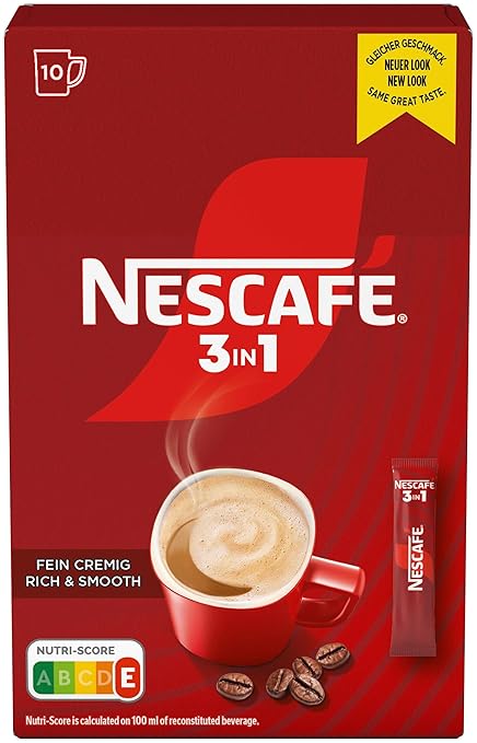 NESCAFÉ 3-in-1 Getränkepulver-Sticks, löslicher Bohnenkaffee mit Creamer & Zucker, Instant-Kaffee aus erlesenen Kaffeebohnen, koffeinhaltig, 8er Pack (8 x 10 -Sticks à 16,5g) – Bild 6